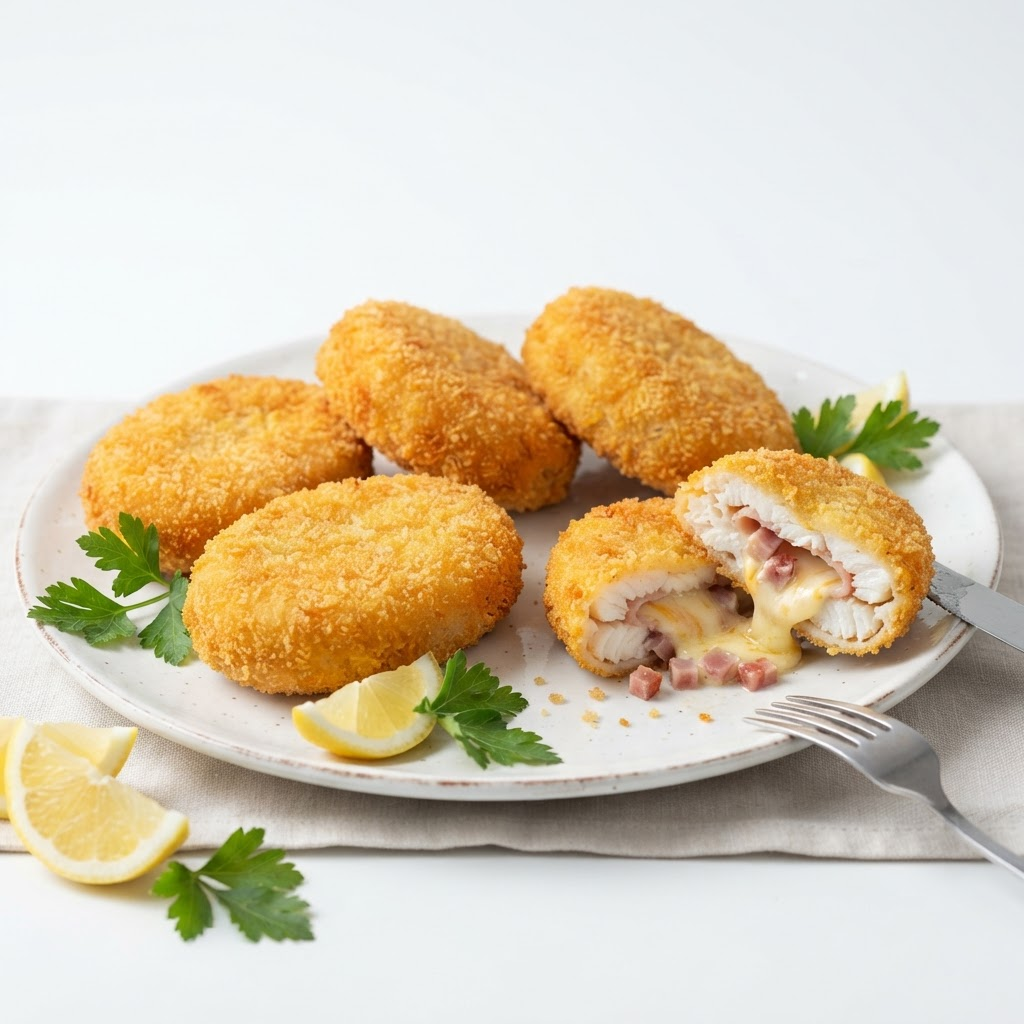 Medallones de merluza con jamón y queso Grangys