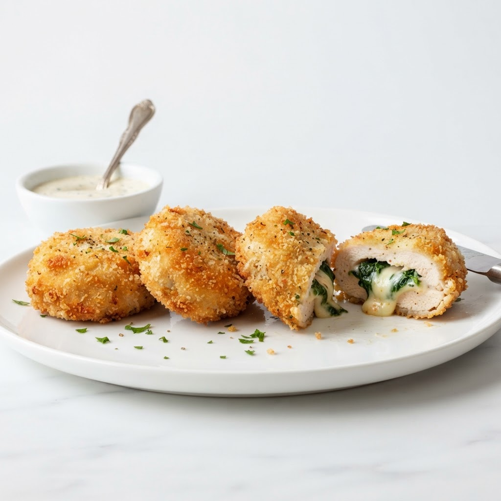 Medallones de pollo con espinaca y queso Grangys